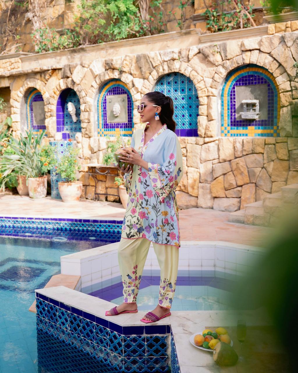 Floral Pastel 2-Piece Lawn Suit for Women