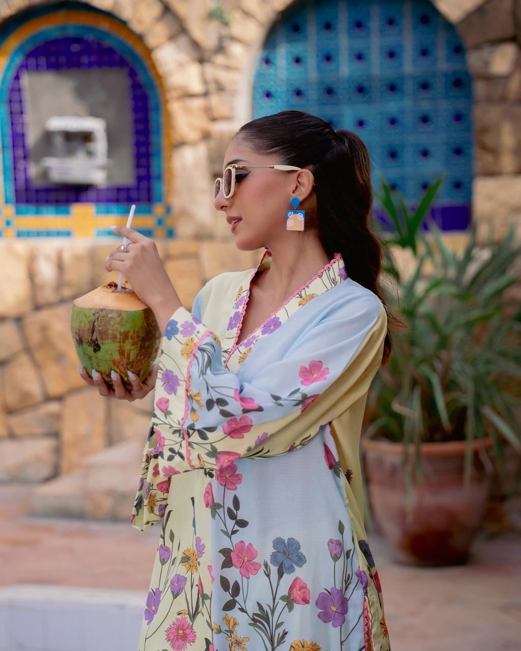 Floral Pastel 2-Piece Lawn Suit for Women