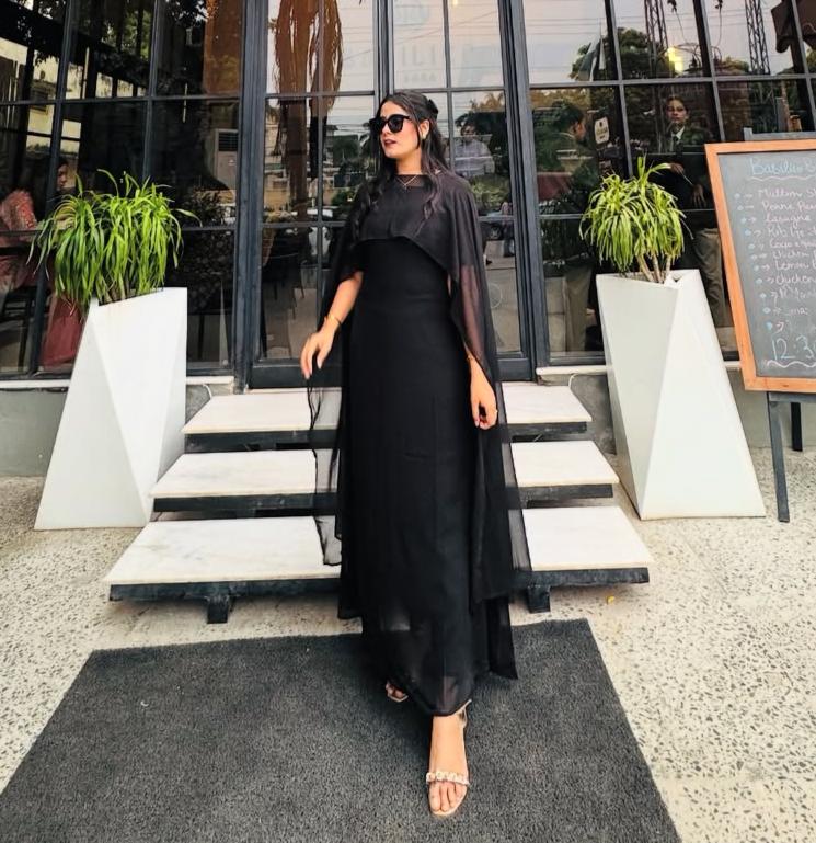 Classic Black Cape Maxi Dress for Women